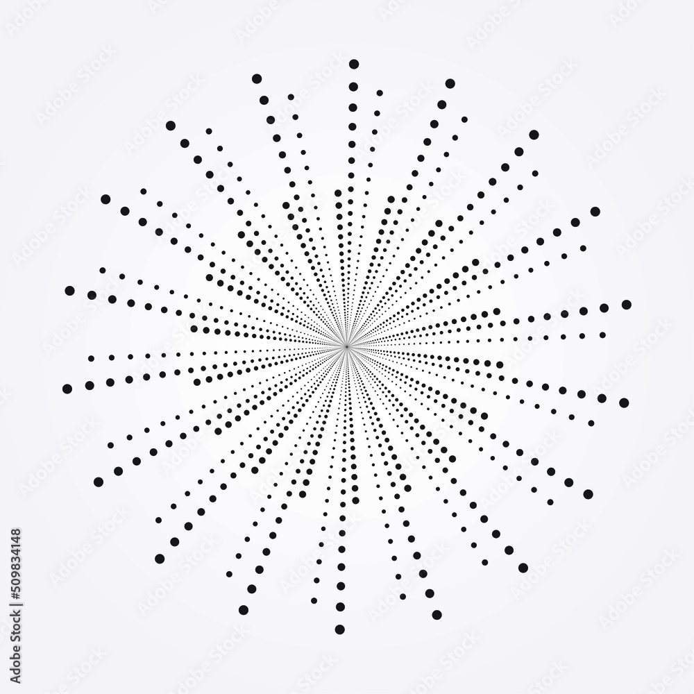 Halftone radial background. Abstract concentric circle backdrop, pattern, object, texture as design element. Vector illustrations. Halftone radial background. Abstract concentric circle backdrop, pattern, object, texture as design element. Vector illustrations.