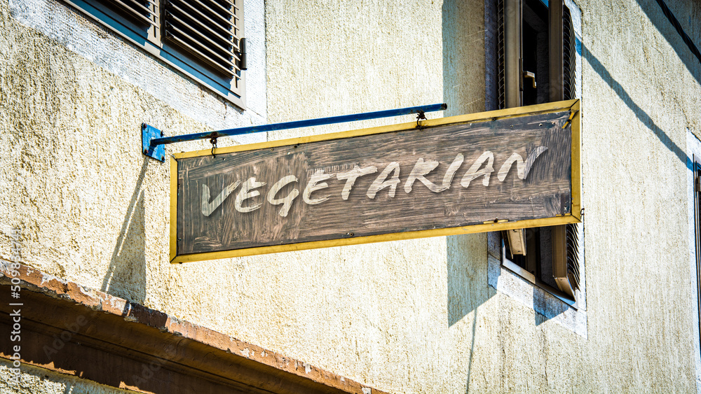 Obraz premium Street Sign to Vegetarian