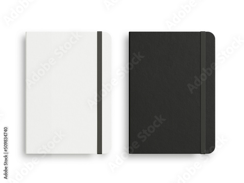 Black and White moleskine isolated on the white background