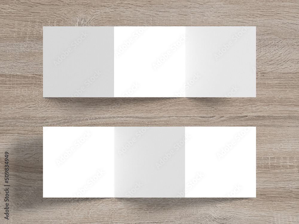 3D Illustration. Folded business card mockup isolated on the wooden background 3D Illustration. Folded business card mockup isolated on the wooden background