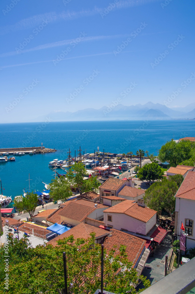 Antalya Kaleici Historical houses and sea view