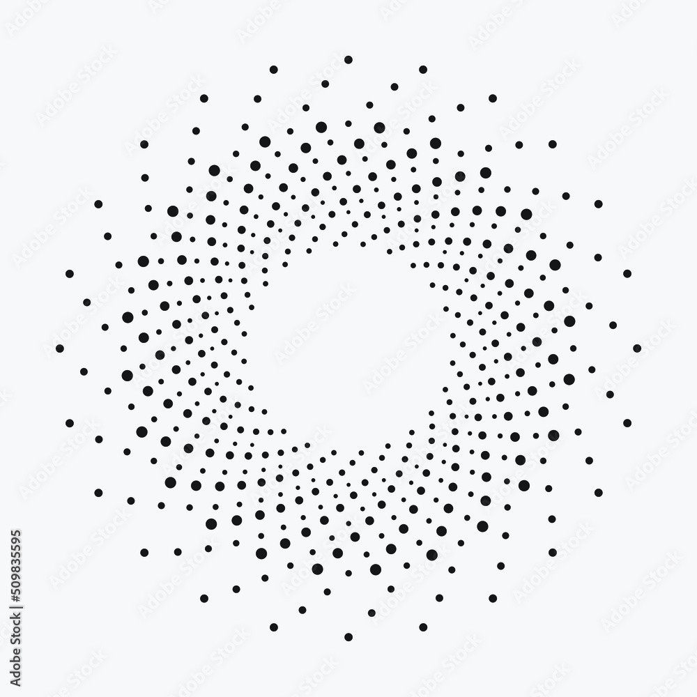 Abstract swirl halftone background. Abstract concentric circular pattern with dots. Halftone design element for multipurpose use. Abstract swirl halftone background. Abstract concentric circular pattern with dots. Halftone design element for multipurpose use.