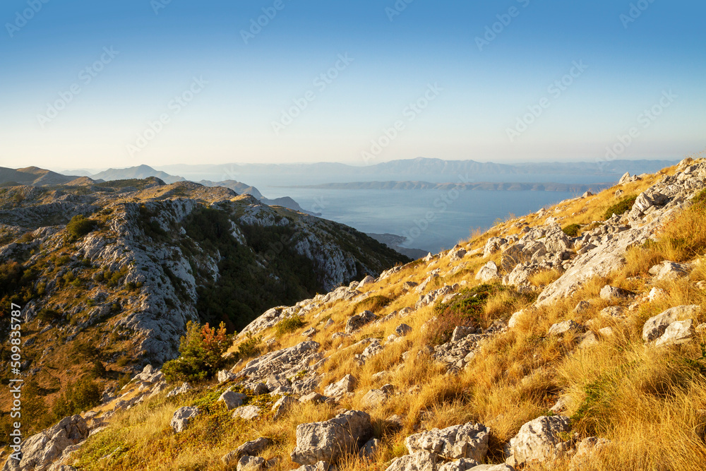view from vosac peak, biokovo mountain, dalmatia, croatia