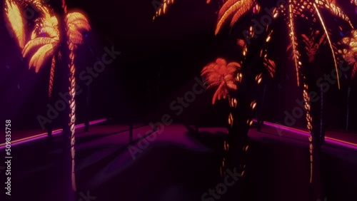 Dancing Palm Trees In Retro Colors Seamless Looping Video Background