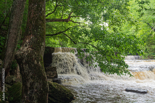 Rushing waters on the Little Duck River over Step Falls in Old Fort State Park in Manchester, Tennessee.