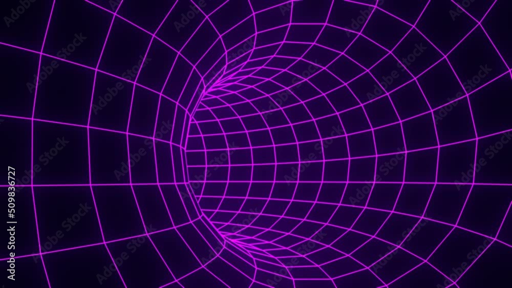 Flying in digital tunnel . Abstract motion background. Cyberpunk concept. Sci-fi Seamless looping animation.