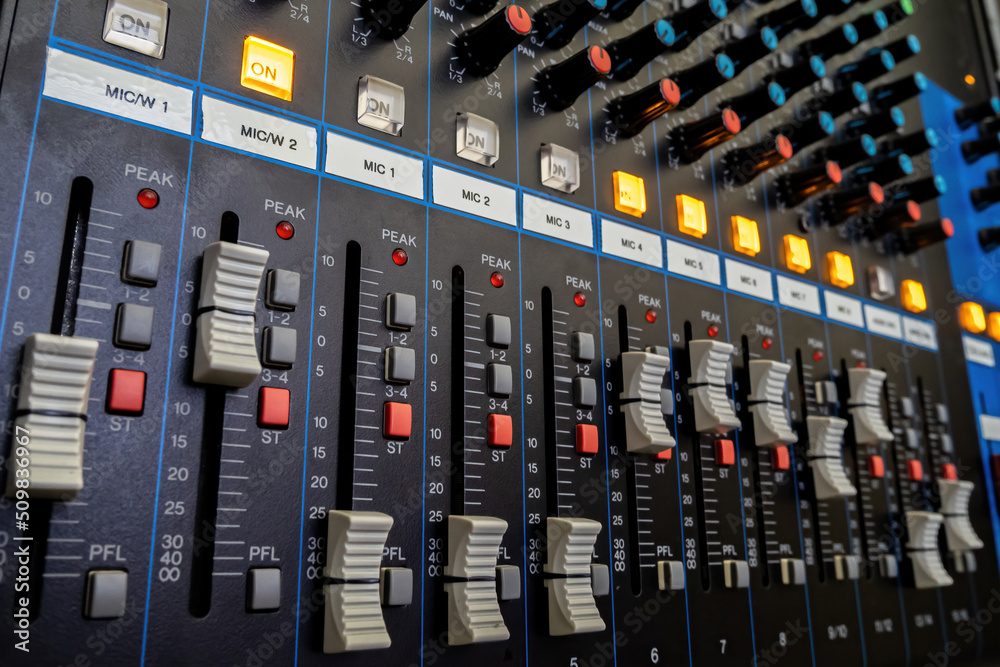 Audio sound mixer panel console Audio sound mixer panel console