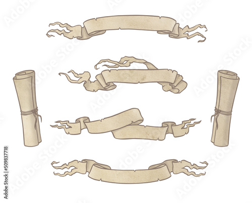 Ancient scrolls, banner, free space for text, illustration for design