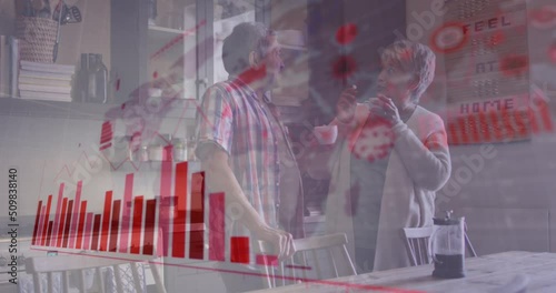 Wallpaper Mural Animation of data processing over senior biracial couple talking Torontodigital.ca
