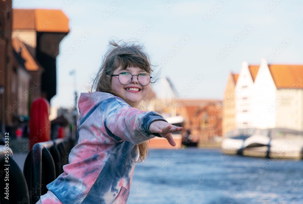 Teenager girl on vacations in Gdansk