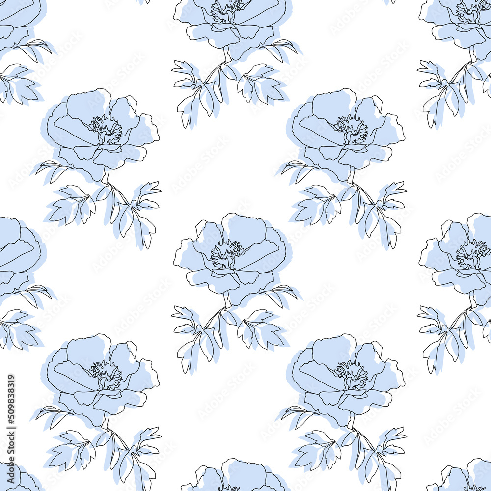 Tree peony.Image on a white and color backgroundr.Vector.Pattern seamless.