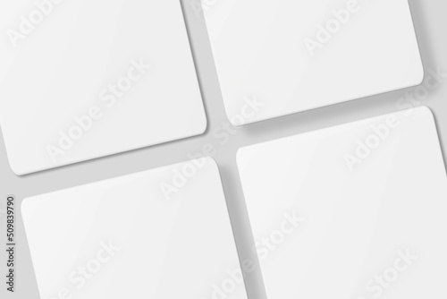 Blank square business card for mockup. 3D Render.