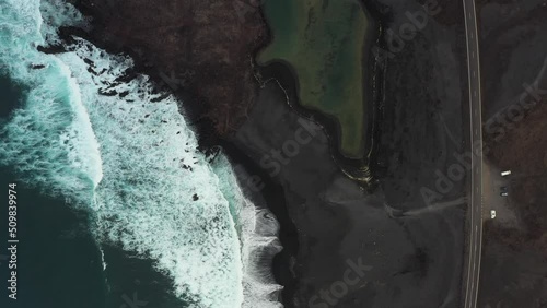 Drohenaufnahme von Playa Montana Bermeja auf Lazarote. Kanaren 2 photo