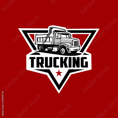 Premium Dump Truck Company Emblem Logo Vector. Best for Trucking and Freight Related Industry