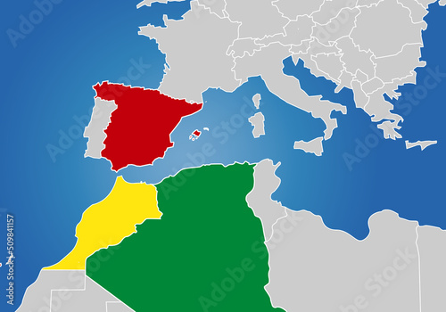 España, Marruecos y Argelia mapas destacados. Relaciones internacionales