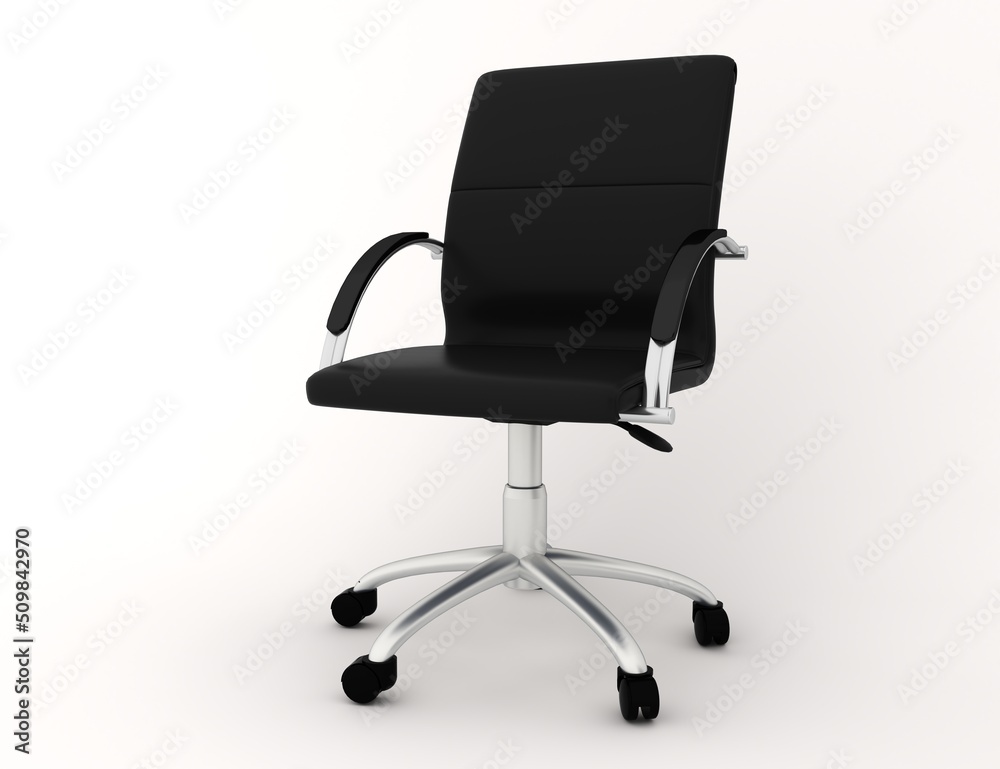 Black leather office chair isolated. 3d rendering. Black leather office chair isolated. 3d rendering.