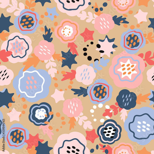 Abstract organic seamless pattern for kids, vector