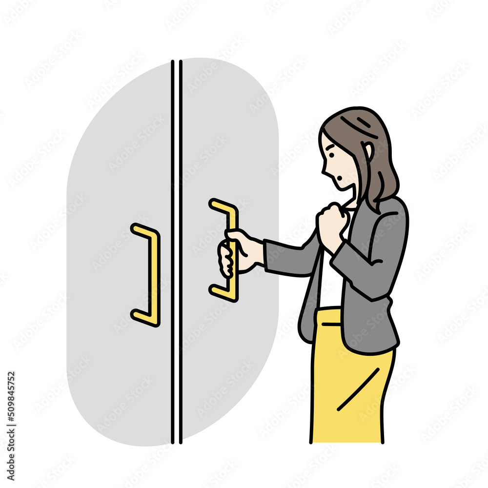 ドアを開ける女性のイラスト Stock ベクター | Adobe Stock