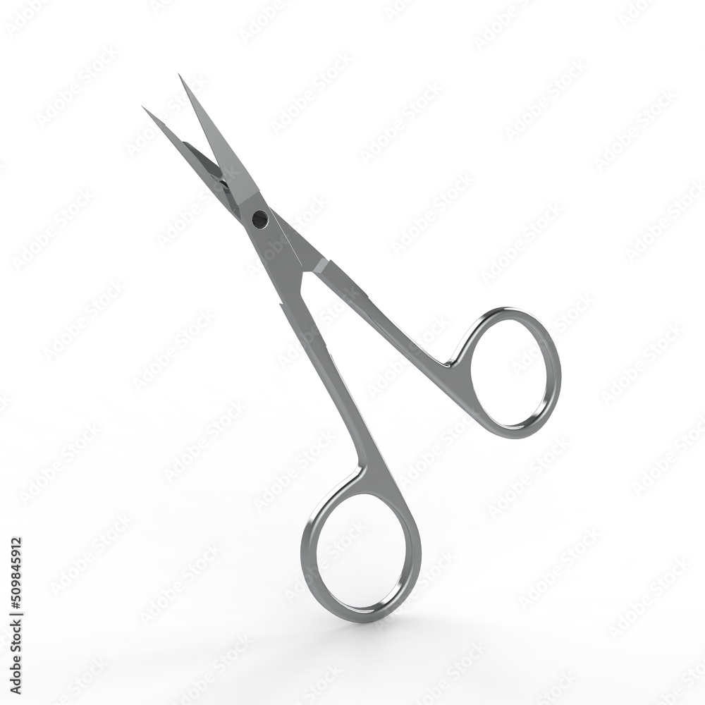 3D Rendering - Iron Shiny Manicure Salon Scissors Tools Illustration
