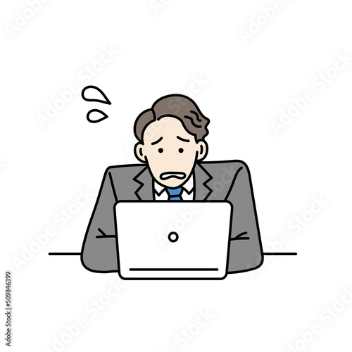 焦る男性ビジネスパーソンのイラスト