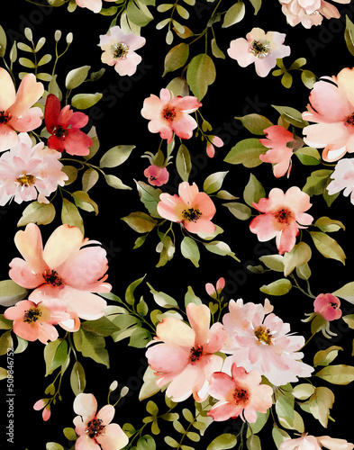 Watercolor floral seamless pattern. It s perfect for textile  wallpaper  fabric design  wrapping paper  digital paper.