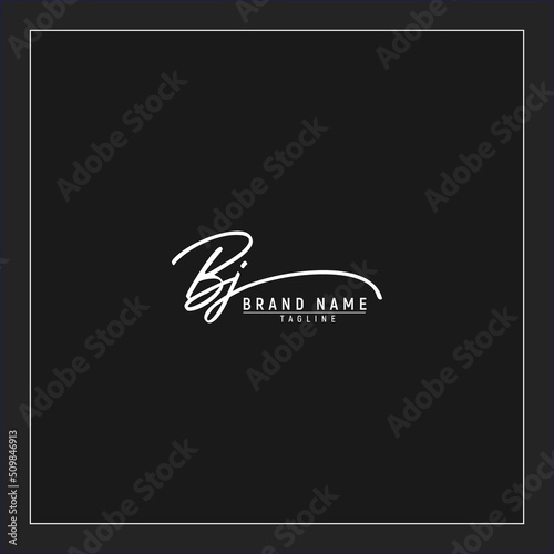 luxury initial BJ logo design signature monogram handwriting vector graphic premium illustration