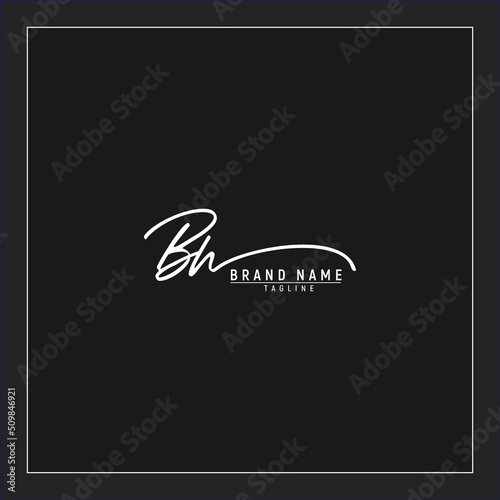 luxury initial BH logo design signature monogram handwriting vector graphic premium illustration photo