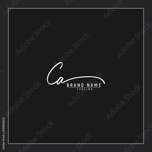 luxury initial CA logo design signature monogram handwriting vector graphic premium illustration