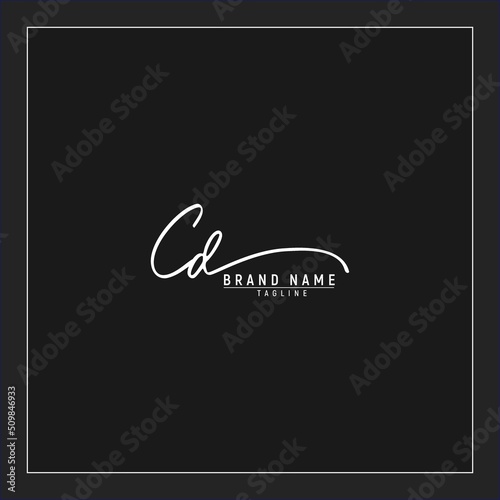luxury initial CD logo design signature monogram handwriting vector graphic premium illustration
