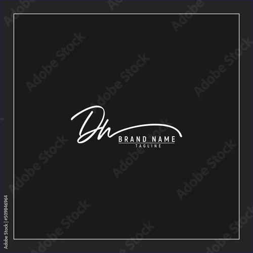 luxury initial DH logo design signature monogram handwriting vector graphic premium illustration
