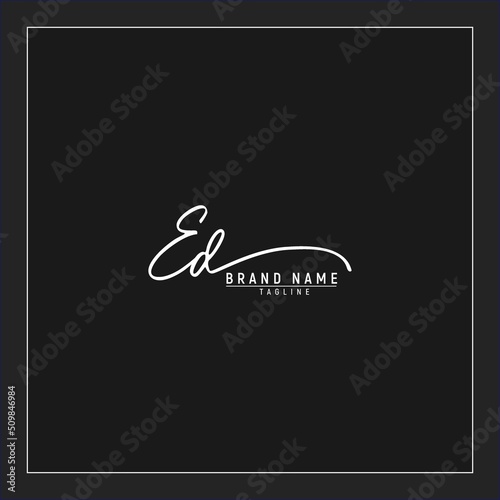 luxury initial ED logo design signature monogram handwriting vector graphic premium illustration