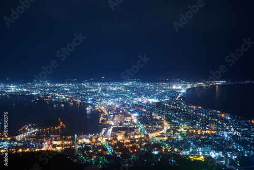 Night View from Mount Hakodate  Hakodateyama  in Hakodate  Hokkaido  Japan -                                            