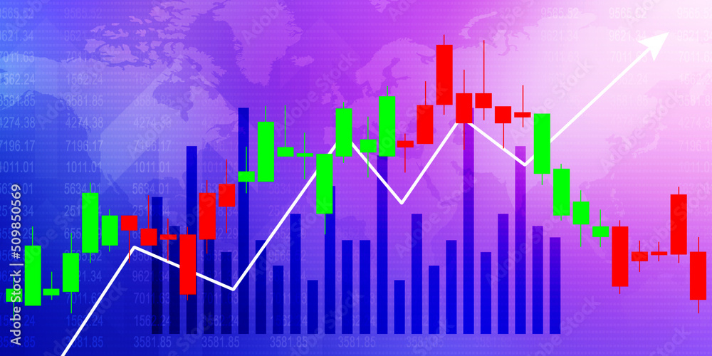 2d rendering Stock market online business concept. business Graph
