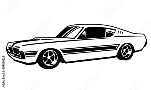 American Muscle silhouette template. Vintage style vector illustration element 