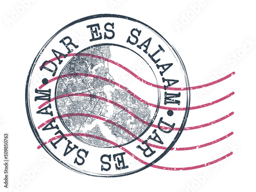 Dar es Salaam, Tanzania Stamp Map Postal. Silhouette Seal Roads and Streets. Passport Round Design. Vector Icon. Design Retro Travel National Symbol.
