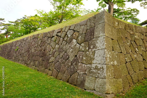 Hakodate Goryokaku fort surrounded by canal from Goryokaku Tower in Hokkaido, Japan - 日本 北海道 函館市 五稜郭 