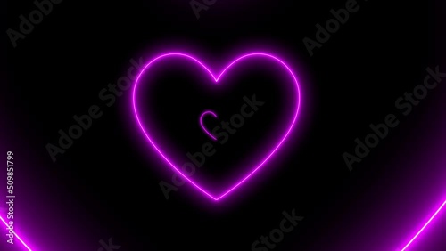 Wallpaper Mural Abstract background with neon hearts. 4k infinite loopable Torontodigital.ca