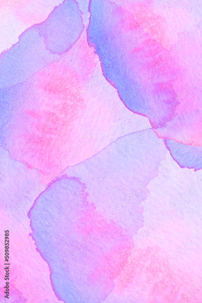 Fototapeta premium Watercolor abstract spots pink and blue background. Delicate romantic backdrop. Gradient and tie dye effect