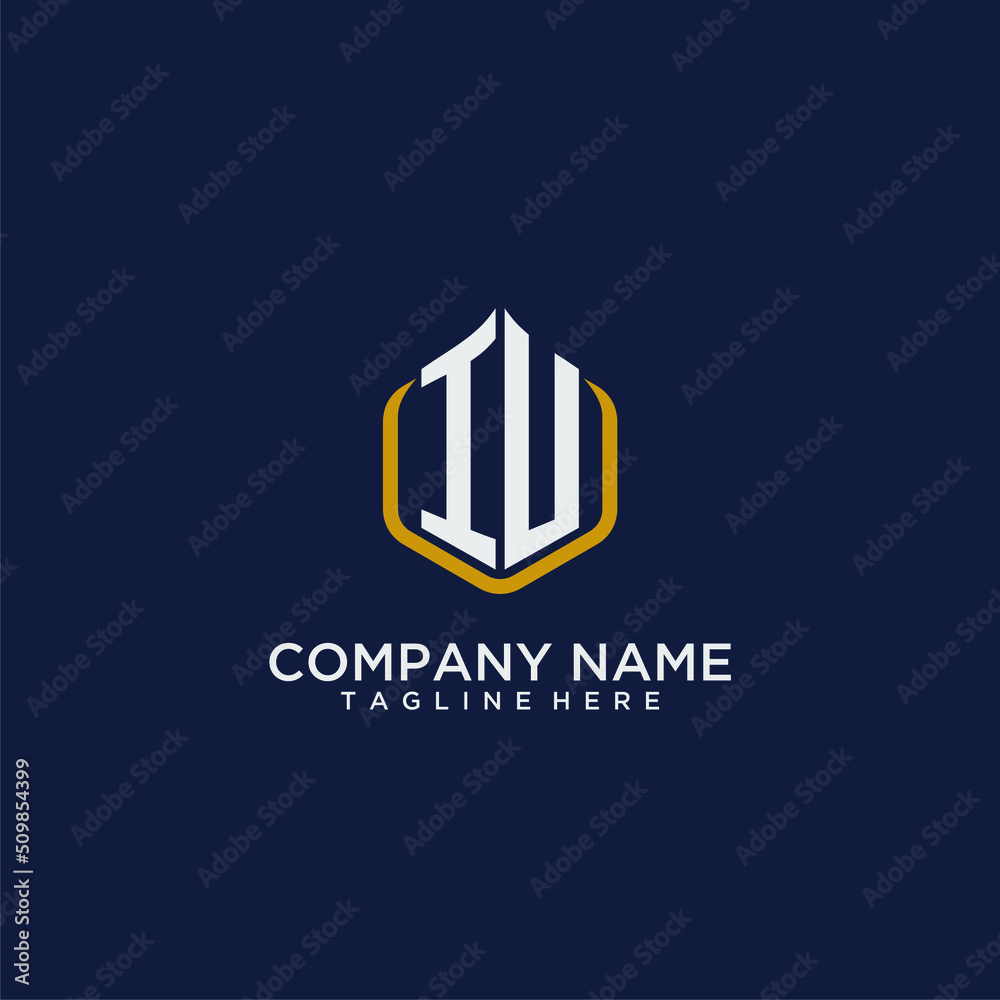 IU initial monogram building logo for real estate with creative polygon ...