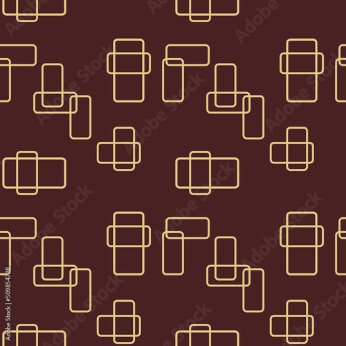 Seamless geometric background for your designs. Modern vector brown and golden ornament. Geometric abstract pattern