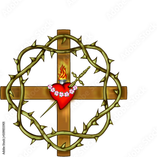 cruz religiosa con corazón 
