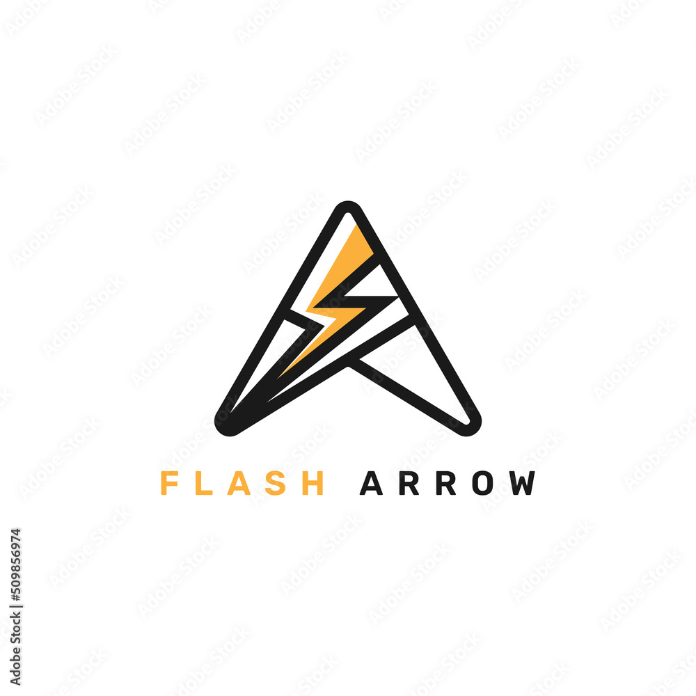 Abstract Letter A as Sharp Arrow Combined with Flash Thunder Shape Logo Design. Abstract Letter A as Sharp Arrow Combined with Flash Thunder Shape Logo Design.