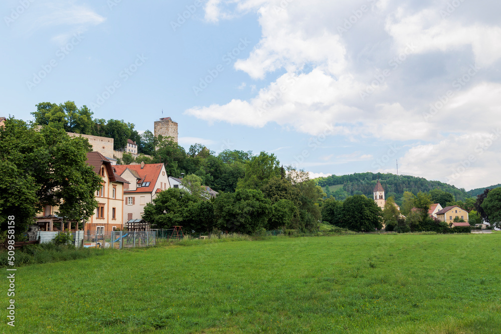 View of the castle and the town of Pappenheim  in Bavaria