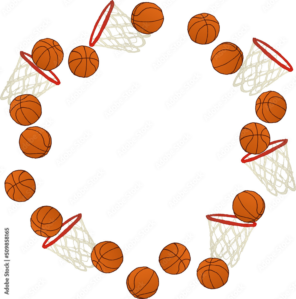 Round frame made of basketballs. Ring, Orange, Sport, Ball, eps ready to use. For your design