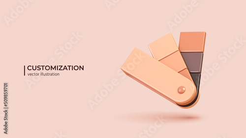 Color palette guide - Realistic 3d design of color vector samples in cartoon minimal style. Vector illustration