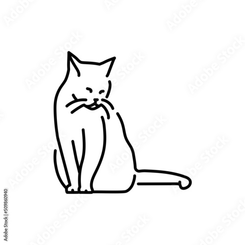 Cat enjoy rest color line icon. Pictogram for web page