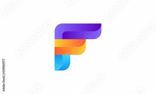letter F initial gradient logo abstract design	