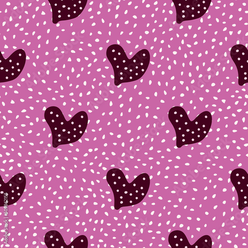 Cute hand drawn heart seamless pattern. Valentine's day card wallpaper.
