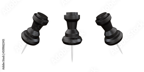 Realistic 3d push pin vector object illustration
