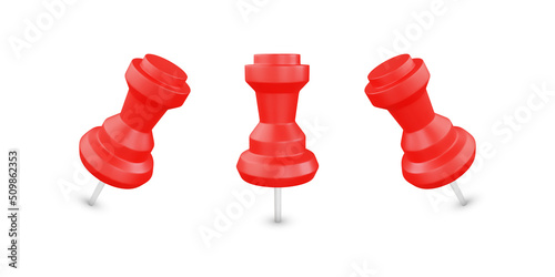 Realistic 3d push pin vector object illustration